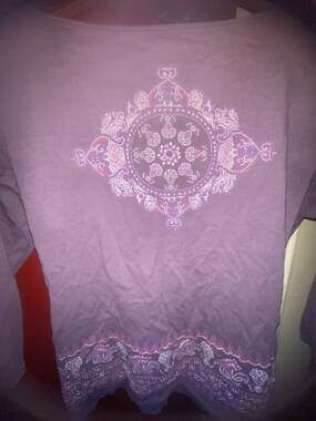 Xhilaration Purple Graphic Mandal Open Back Tie Top